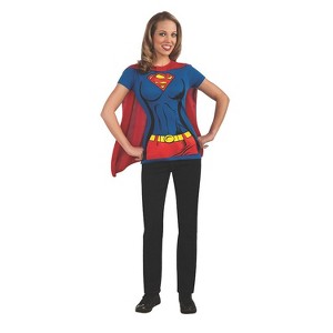 Women’s Supergirl™ Shirt Costume with Cape - 1 of 1