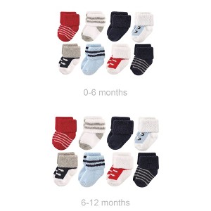 Luvable Friends Infant Boys Grow with Me Cotton Terry Socks, Red Navy Stripe, 0-6 and 6-12 Months - 1 of 1