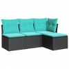 Garden Sofa Set Black PE rattan 4 Piece Adjustable Feet vidaXL - 2 of 3
