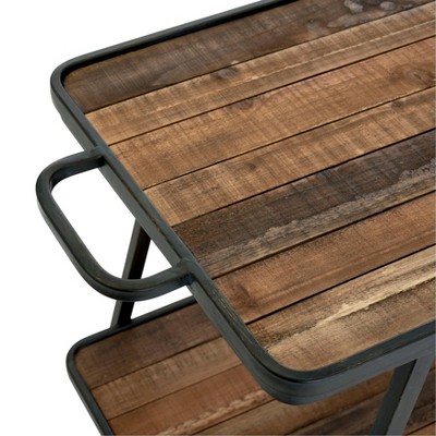 Felix Black and Wood Industrial Two-Tier Bar Cart