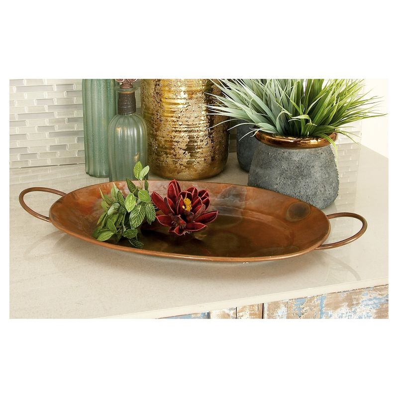 New Traditional Rustic Round Metal Tray Set Copper 3pk - Olivia & May, 3 of 12