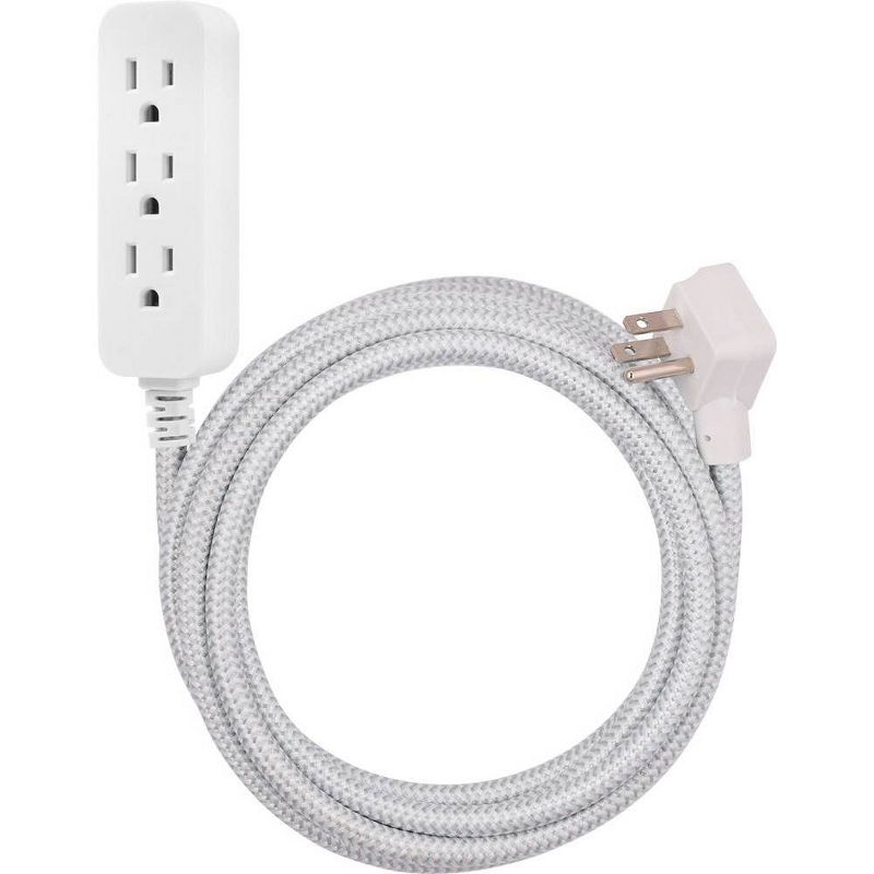 Cordinate 3 Outlet Grounded Extension Cord 15&#39; Gray/White, 4 of 9