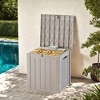 FURNIinspire Deck Boxes 50 Gallon Deck Box, Outdoor And Indoor Storage Container, Waterproof Resin Storage Bin, Storage Box, Light Brown, 22“*22”*24“ - 2 of 4
