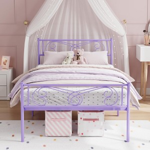 Metal Bed Frame Platform with Headboard and Footboard,No Box Spring Needed, Easy Assembly - 1 of 4