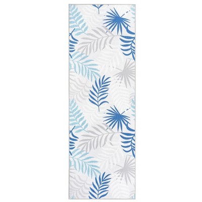 Washable Modern Botanical Area Rug for Living Room, Soft Non Slip Throw Carpet with Leaf Print for Bedroom Home Office