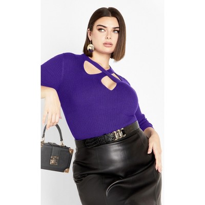 Women's Plus Size Malia Sweater - royal purple | CITY CHIC