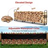 Firewood Rack, Outdoor Heavy Duty Log Holder with Waterproof Cover - Metal Wood Storage Organizer for Fireplace, Black - 4 of 4