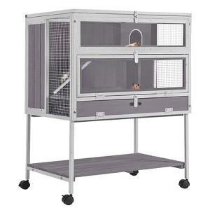 Aivituvin Wooden Hamster Cage | Anti-Chewing Metal Iron Frame-AIR25 - 1 of 4