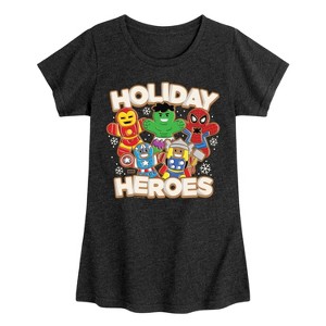 Girls' - Marvel - Holiday Heroes Fitted Short Sleeve Graphic T-Shirt - 1 of 4