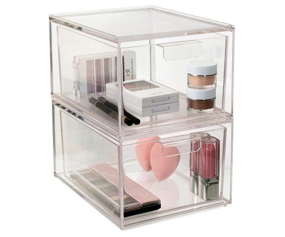 US Acrylic Audrey Cosmetic Organizer Tall Drawer - 2pk