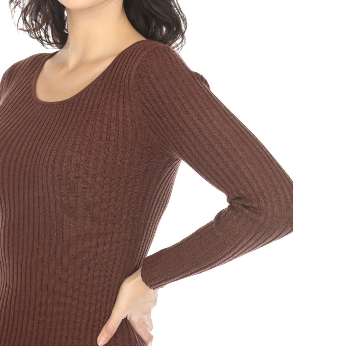 White Mark Women's Long Sleeve Rib Midi Sweater Dress - thumbnail 9