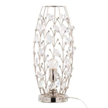 LumiSource Crystal Buds 18" Contemporary Metal Uplight Lamp Polished Nickel with Clear K9 Crystal Accents from Grandview Gallery
