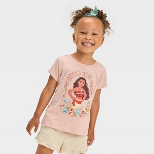 Toddler Girls' Disney Moana Short Sleeve Graphic T-Shirt - Coral Pink - 1 of 4