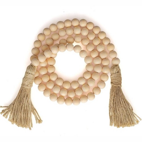 Ornativity Farmhouse Beads Wooden Garland Wood Prayer Bead Garland With  Tassels Boho Rustic Accented Home Décor Country Style Hanging Beads 60”  Wood : Target