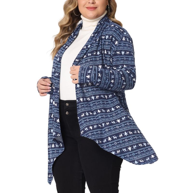 Agnes Orinda Women's Plus Size High Low Long Sleeve Open Front Knit Sweater Cardigans, 2 of 6