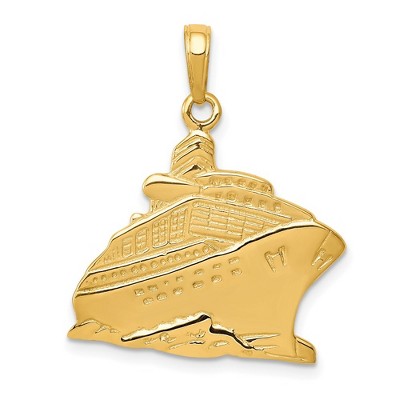 Black Bow Jewelry 14k Yellow Gold Polished Cruise Ship Pendant