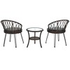 YOOCOZZ 3-Piece Outdoor Patio Furniture Set with 2 PE Rattan Chairs and Tempered Glass Table - 3 of 4