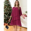 INSPIRE CHIC Women's Round Neck Semi Sheer 3/4 Bell Sleeve Asymmetrical Layered Tiered Midi Dress - 2 of 4