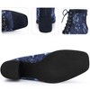 Perphy Women's Square Toe Lace Up Flowers Lace Block Heels Ankle Boots - 3 of 3