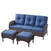 Gymojoy Outdoor 3-Seat Sofa PE Wicker Sofa Patio Sofa Couch - 2 of 4