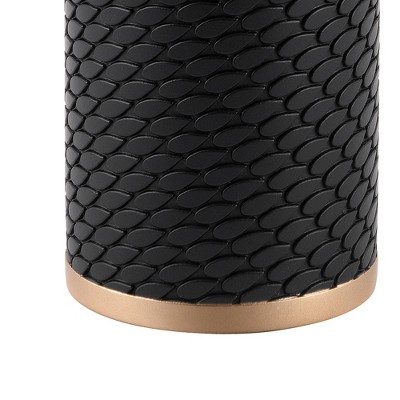Amal Black and Gold Embossed Resin Bathroom Tumbler