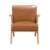 Sapphtopaz Accent Chair Solid Rubberwood Frame Modern Leather Lounge Chair Living Room Chair Comfy Chair for Living Room - 3 of 4