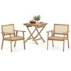 Tangkula 2PCS Wood Chair Teak Wood Armchair w/ Rattan Seat & Curved Backrest Dining Chair Patio - 3 of 4