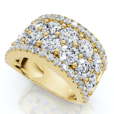 Pompeii3 3 1/2Ct Diamond Wedding 11mm Wide Anniversary Ring 14k Gold Lab Created