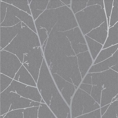 Boreas Deep Grey and Silver Trees Trail Paste the Wall Wallpaper