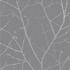 Boreas Deep Grey and Silver Trees Trail Paste the Wall Wallpaper - 1 of 4