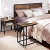 C Shaped TV Tray with Metal Frame Rolling Casters, Industrial Side Table for Living Room Bedroom - 4 of 4