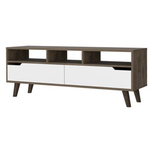GlasFlength TV Stands and Consoles TV Console Table TV Center TV Stand with Storage Shelves for Living Room, Brown, 15.35"*53.94"*20.08" - 1 of 4