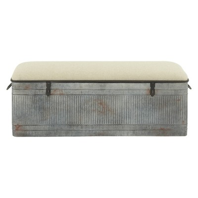 Wood Farmhouse Storage Bench Gray - Olivia & May