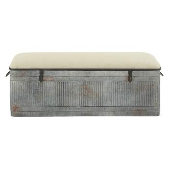 Farmhouse Upholstered Metal Storage Bench - Olivia & May