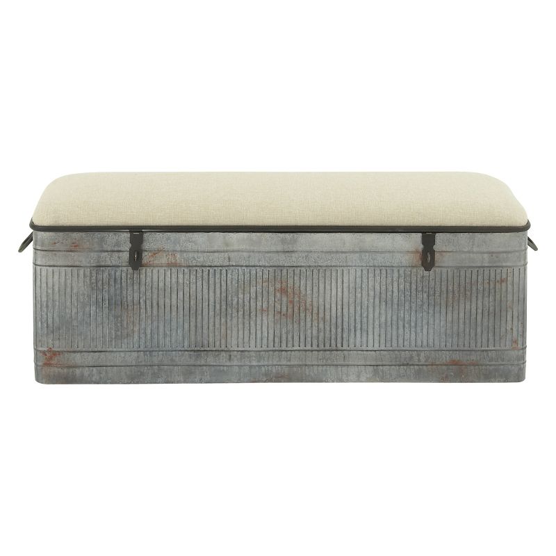 Farmhouse Upholstered Metal Storage Bench - Olivia & May, 1 of 22