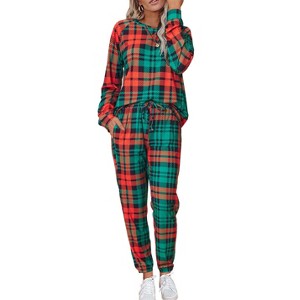 Ekouaer Women's Pajama Set Long Sleeve PJs 2 Piece Lounge Set Pullover Sleepwear Sweatshirt and Long Pants With Pockets - 1 of 4