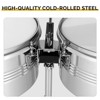 SEVOBAL Drum and Percussion Accessories, 13" and 14" Silver Timbales Drum Set with Stand and Cowbell for Stage and Studio, Silver, 30.71"*19.29"*8.66" - 3 of 4