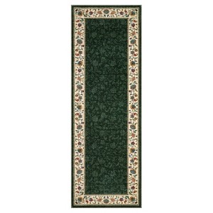 Washable Floral Print Geometric Bordered Rugs for Living Room, Ultra Thin Non Slip Retro Accent Large Carpet for Bedroom Dining Room - 1 of 4