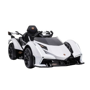 Aosom Kids Ride On Sports Car, 12V Battery Powered Electric Toy, w/ Parent Remote Control, Bluetooth, Horn, Music & LED Headlights Taillights, for 3-6 Years Old, Black - 1 of 4