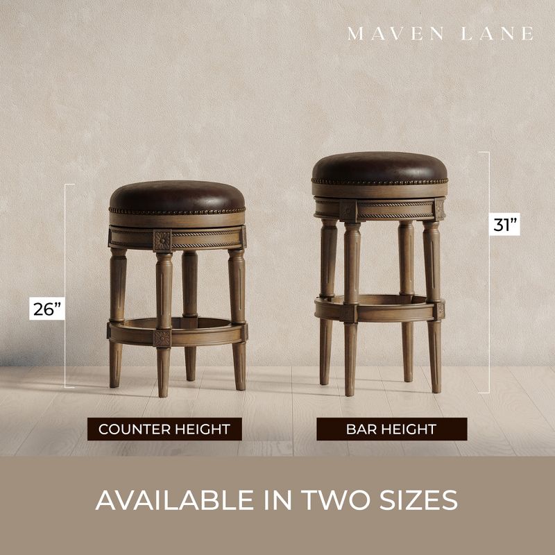 Maven Lane Pullman Upholstered Backless Swivel Kitchen Stool with Vegan Leather Cushion Seat, Set of 3, 5 of 7