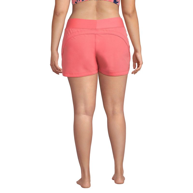 Lands' End Women's Plus Size 3" Quick Dry Elastic Waist Board Shorts Swim Cover-up Shorts with Panty, 2 of 7