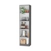 Alilang 11.77 Inch Slim Gray 5-Shelf Bookcase with Adjustable Shelves for Compact Storage and Organization - Multicolored - 3 of 4