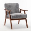 TOAOTBNBO Velvet Accent Chair with Extra-Thick Backrest, Mid-Century Armchair for Lounge Leisure Reading Chair with Solid Wood Legs - 2 of 4