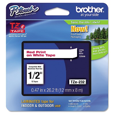 Brother P-Touch TZe Standard Adhesive Laminated Labeling Tape - Red/White