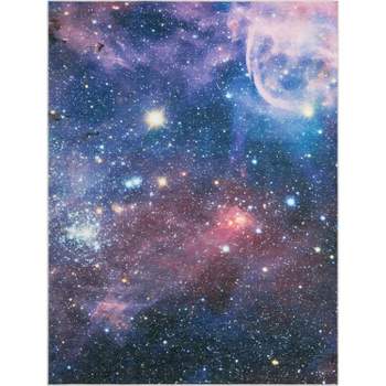 Well Woven Apollo Flat Weave Celestial Space Nebula Multicolor Area Rug