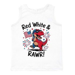 The Juniper Shop Red, White and Rawr Toddler Tank - 4T - White - 1 of 4