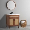 JONATHAN Y VAN1008 Javer 20 in. W x 18 in. D x 33 in. H Rattan Modern Farmhouse 2-Shelf Bath Vanity Cabinet Only (Sink Basin not Included), Oak - 2 of 4
