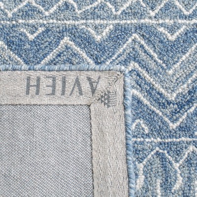 Handmade Tufted Wool Area Rug in Blue/Ivory, 8' x 10'