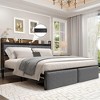 King Size Bed Frame with Storage Headboard and 2 Drawers, Platform Metal King Bed Frame with LED Lights and Charging Station - 4 of 4