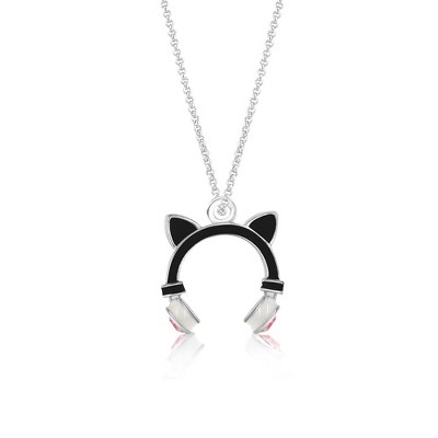 Chanteur Hypoallergenic Kids Jewelry Accessories Earphone Black Crystal White Gold Palladium Plating Necklace Pendant